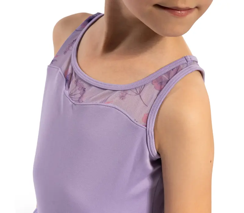 Bloch Evie Floral tank, tank leotard with tutu skirt - Lilac Bloch