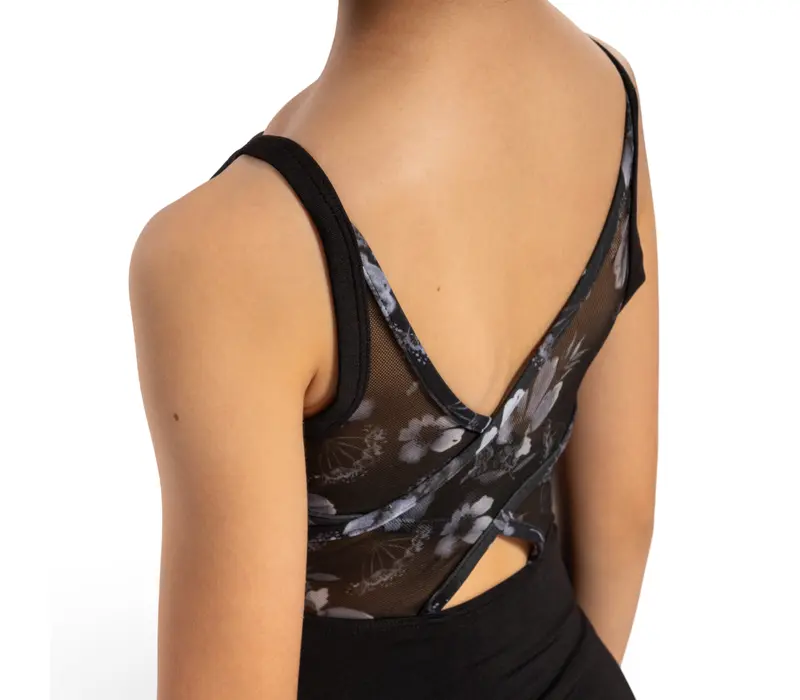 Bloch Lila Floral, camisole leotard for girls - Black