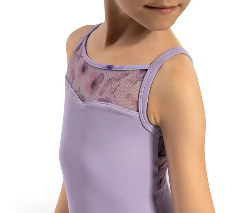 Bloch Lila Floral, camisole leotard for girls - Lilac Bloch