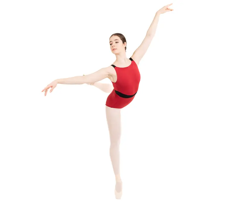 Capezio C'est la vie Fleur, women's leotard with thick shoulder straps - Scarlet Capezio