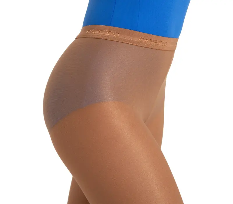 Capezio ultra shimmery, girls shiny stirrup tights - Toast Capezio