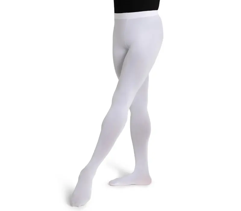 Capezio Ultra Soft tight self knit, footed women's tights - White