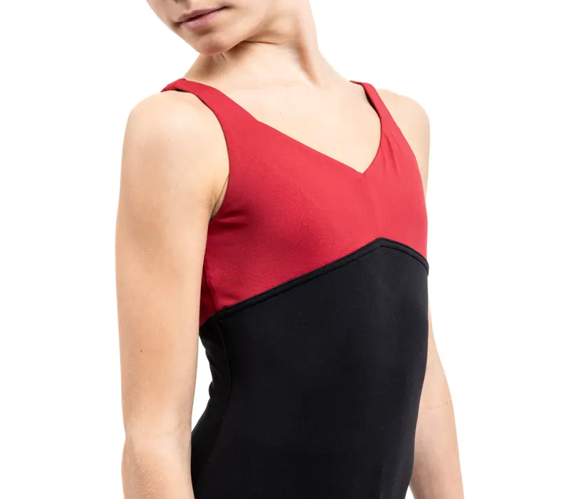 Capezio C'est La Vie Étoile Leotard, girl's leotard with thick shoulder straps - Scarlet Capezio