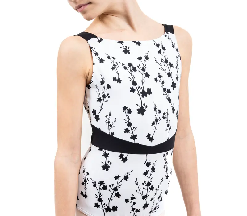 Capezio C'est La Vie Fleur, girl's leotard with thick shoulder straps - Cascading Florals Capezio