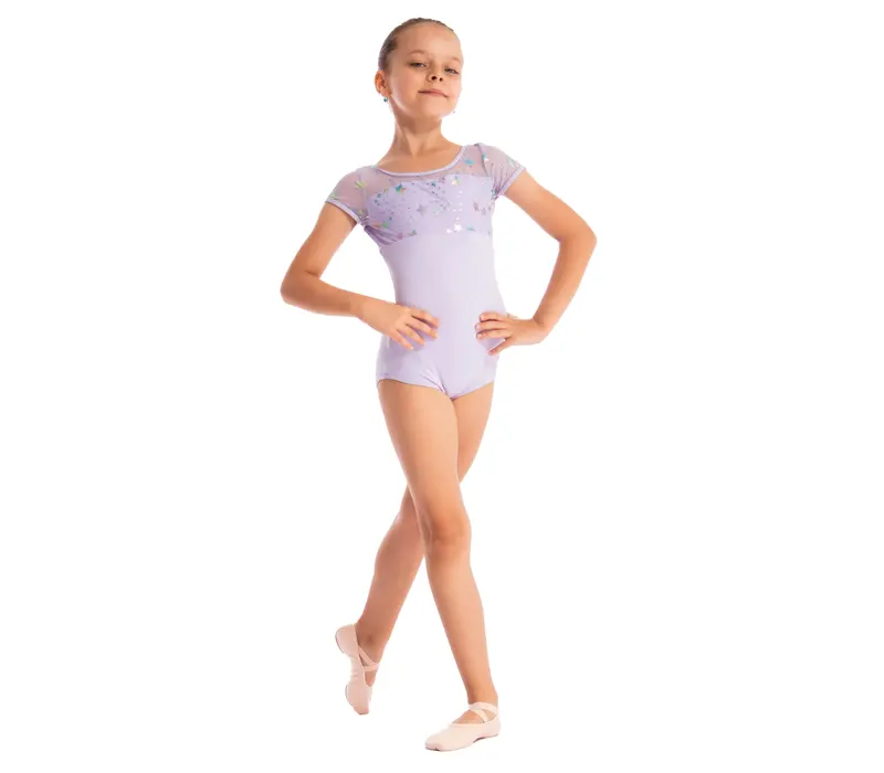 Capezio Scoop Neck Short Sleeve Leotard for children - Lavender