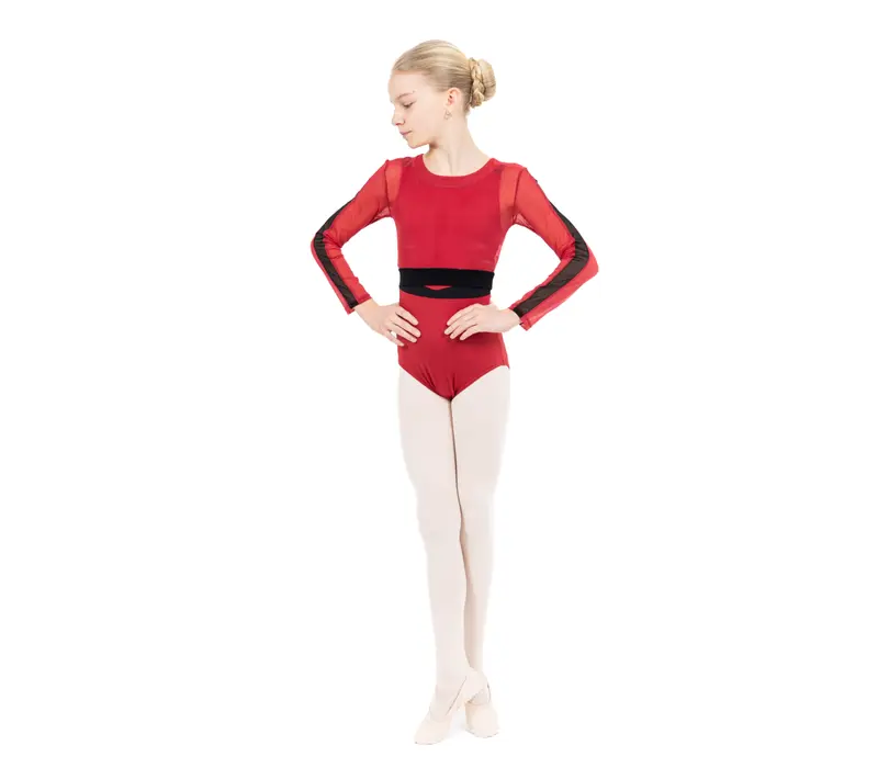 Capezio C'est La Vie Joyeux mesh cover up, girl's top - Scarlet Capezio