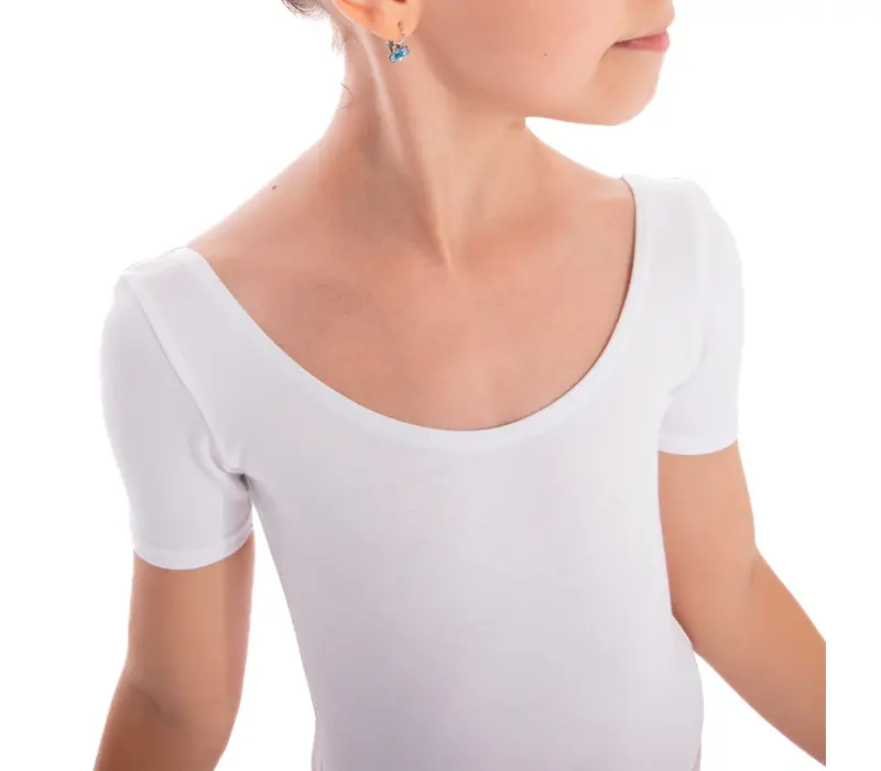 Capezio Scoop Neck Short Sleeve Leotard for children - White