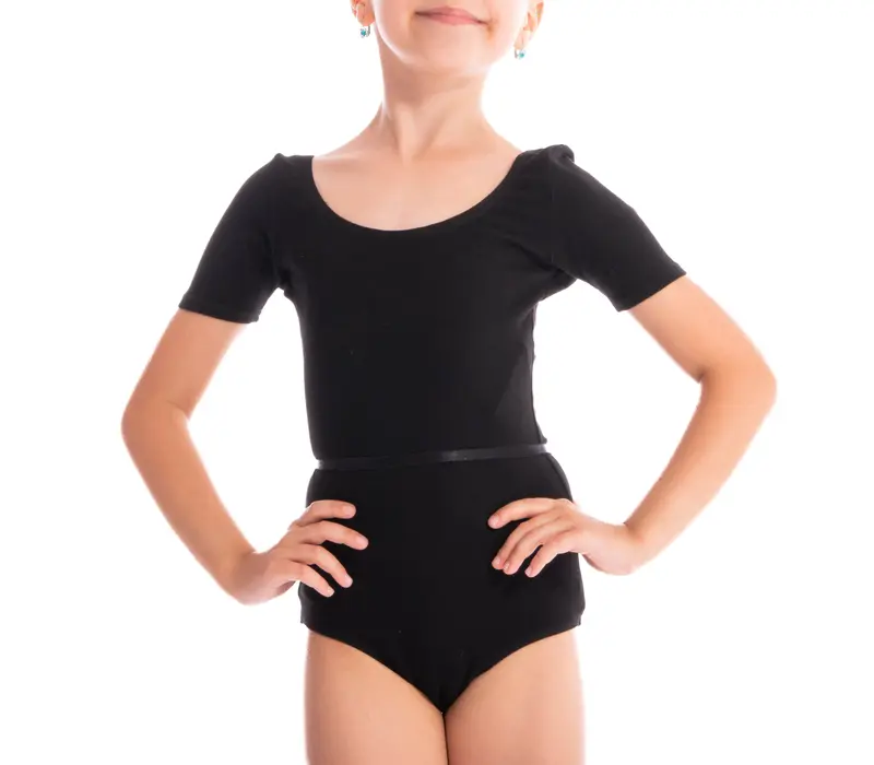 Capezio Scoop Neck Short Sleeve Leotard for children - Black