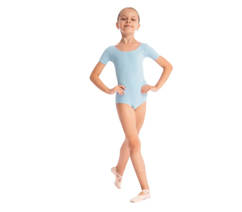 Capezio Scoop Neck Short Sleeve Leotard for children - Light blue Capezio