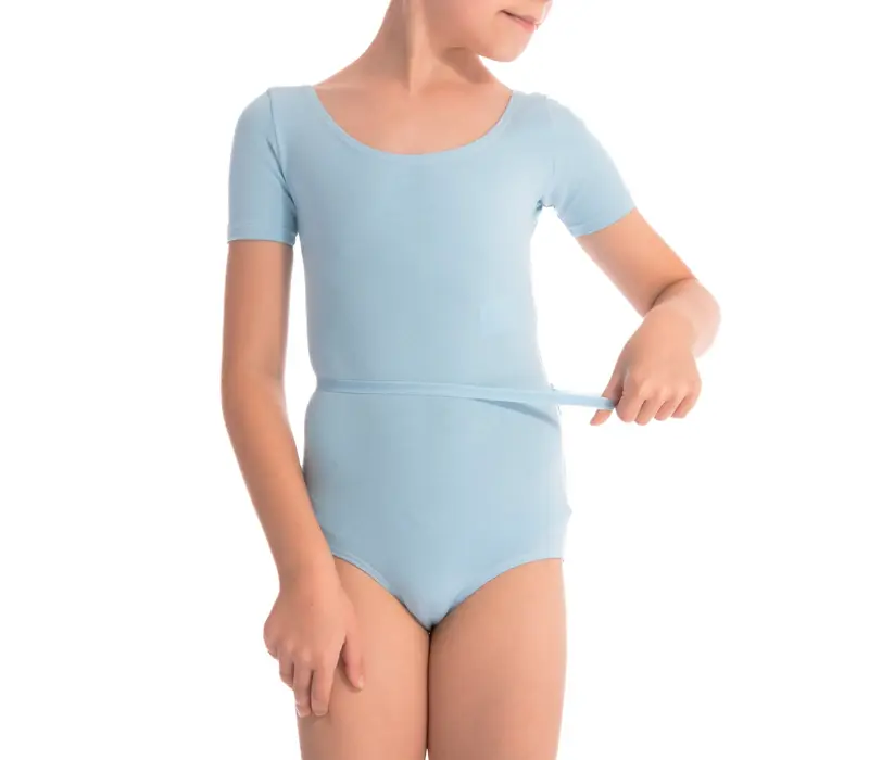 Capezio Scoop Neck Short Sleeve Leotard for children - Light blue Capezio