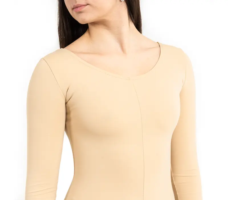 Capezio long sleeve unitard for dancers - Nude Capezio