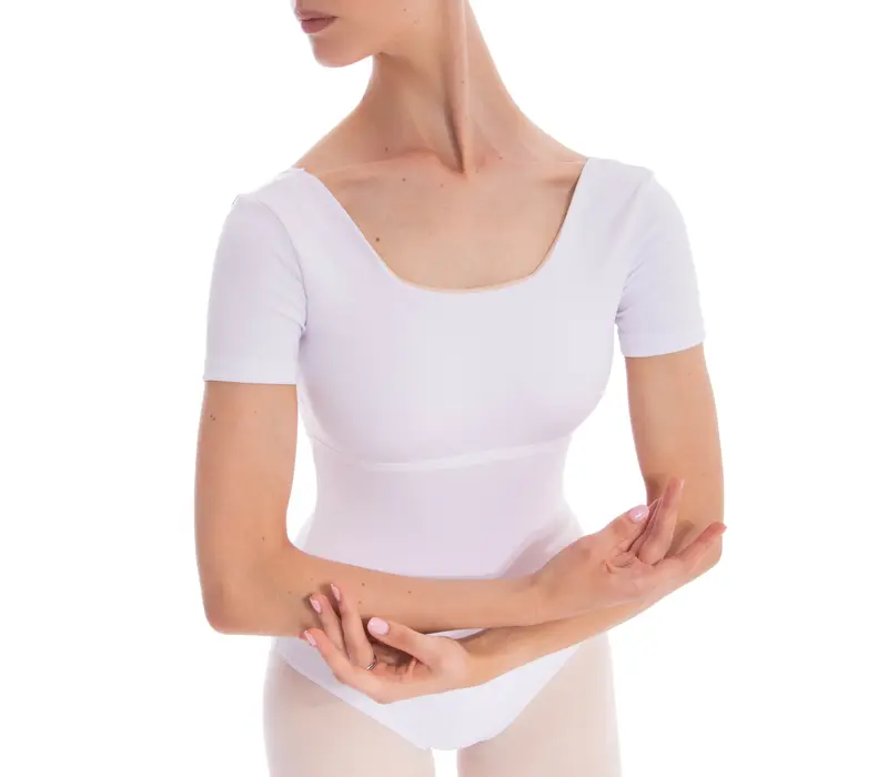 Dansez Vous Felia, women's cap sleeve leotard - White