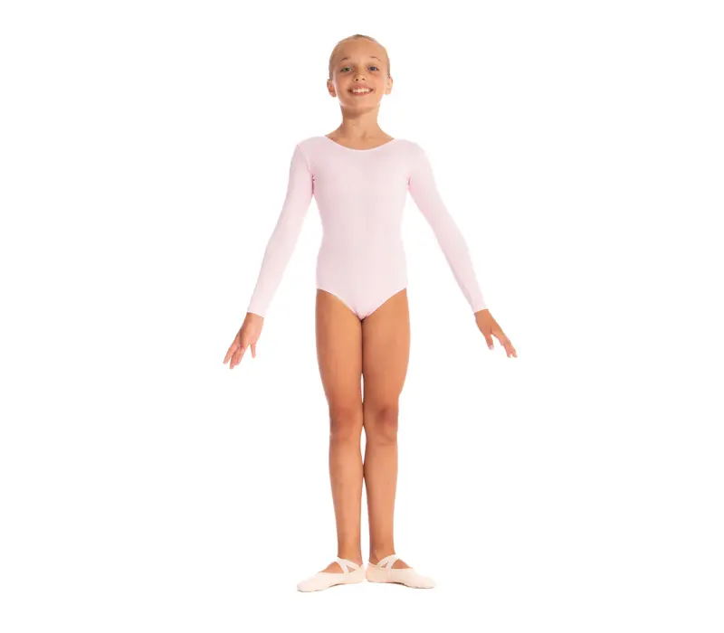 Dalila, children's long sleeve leotard - Candy pink