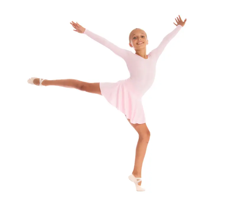 Dalila, children's long sleeve leotard - Candy pink