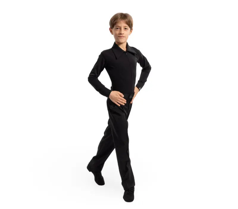 Dionis ballroom body shirt for boys - Black