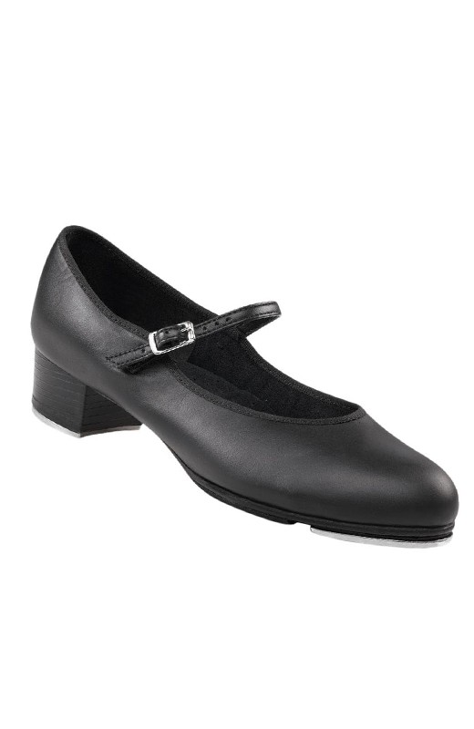 black buckle tap shoes